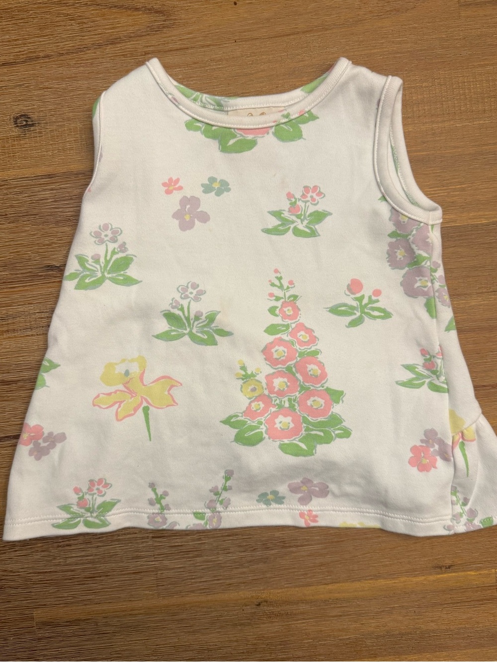 The Beaufort Bonnet Company White Floral Tank Top with Pastel Blooms